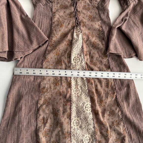 Handmade VTG Historical Bell Sleeve Regency Prairie Laced Bodice Long Dress S - Picture 8 of 12